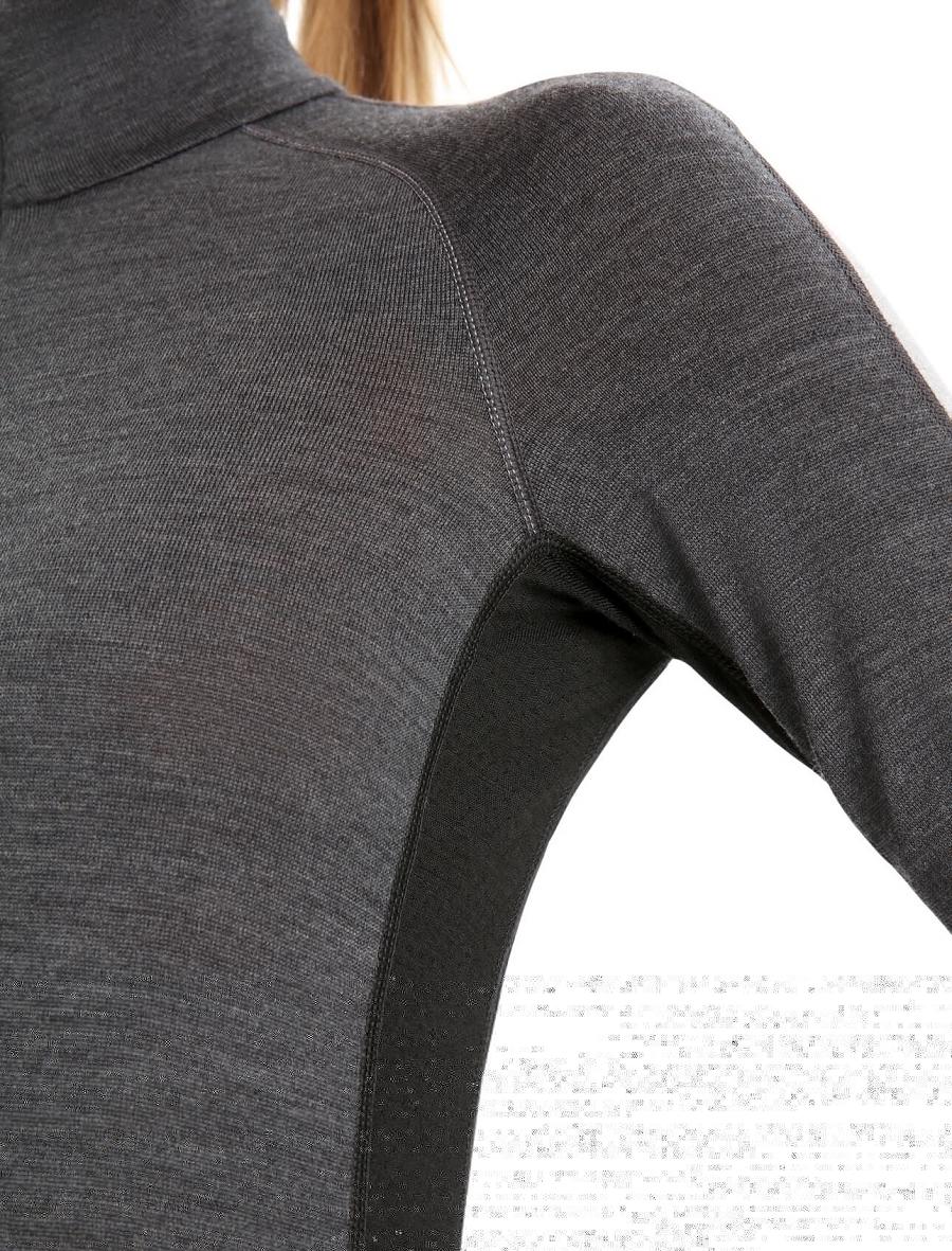 Icebreaker 260 ZoneKnit™ Merino Long Sleeve Half Zip Női Base Layers Fekete | HU 1880TCEV